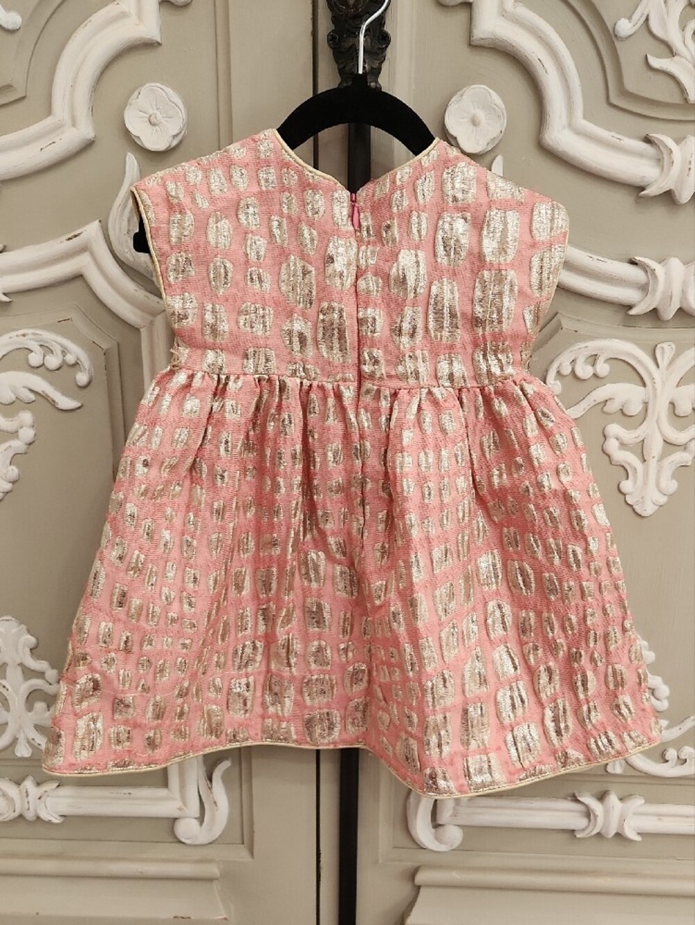 Mimisol Girls Pink Dress with Gold Metallic Accents Size 2 - Picture 3 of 6